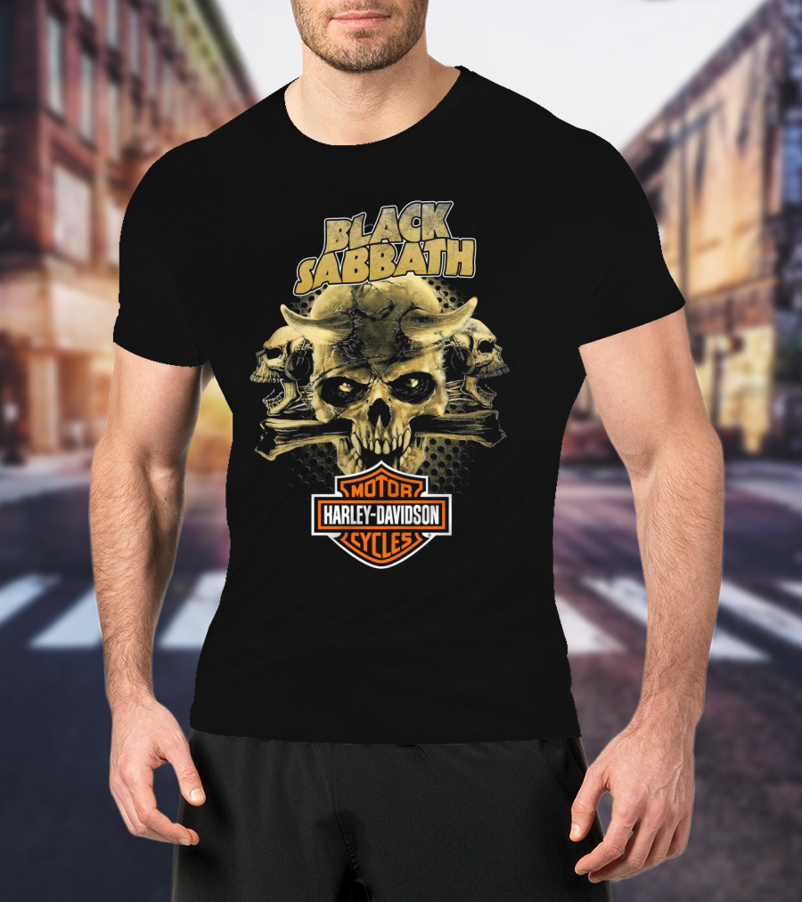 Black Sabbath Harley Davidson Motor Cycles Skull T-Shirt