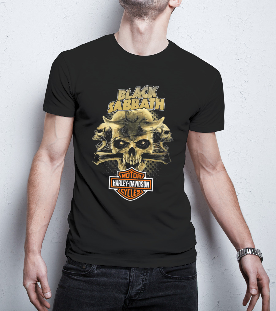 Black Sabbath Harley Davidson Motor Cycles Skull T-Shirt