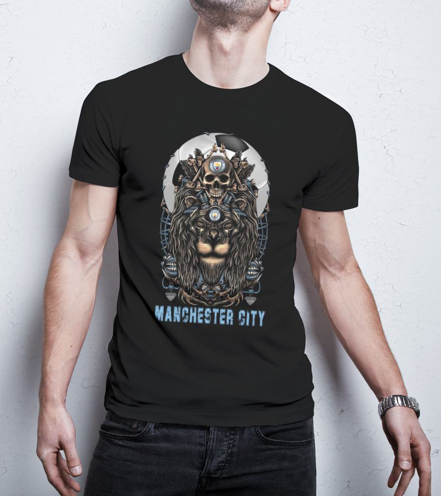 Manchester City 114 Nha Mc Lion Skull Soccer Ball Art T-Shirt