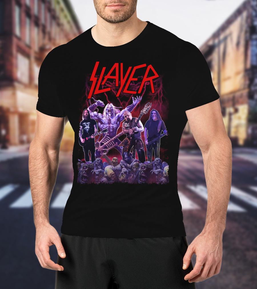 Slayer Band Graphic With Guitarists And Undead Creatures T-Shirt
