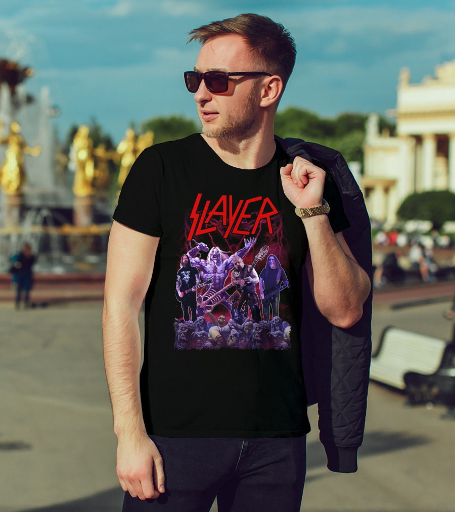 Slayer Band Graphic With Guitarists And Undead Creatures T-Shirt