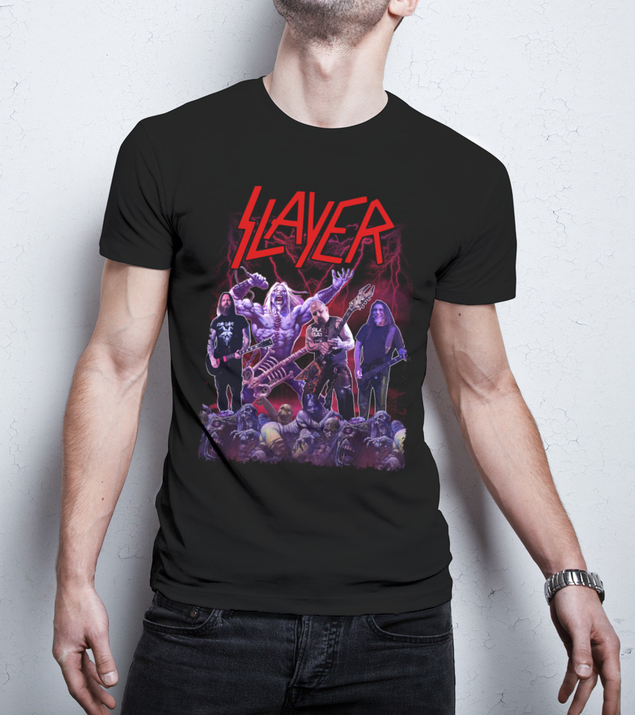 Slayer Band Graphic With Guitarists And Undead Creatures T-Shirt