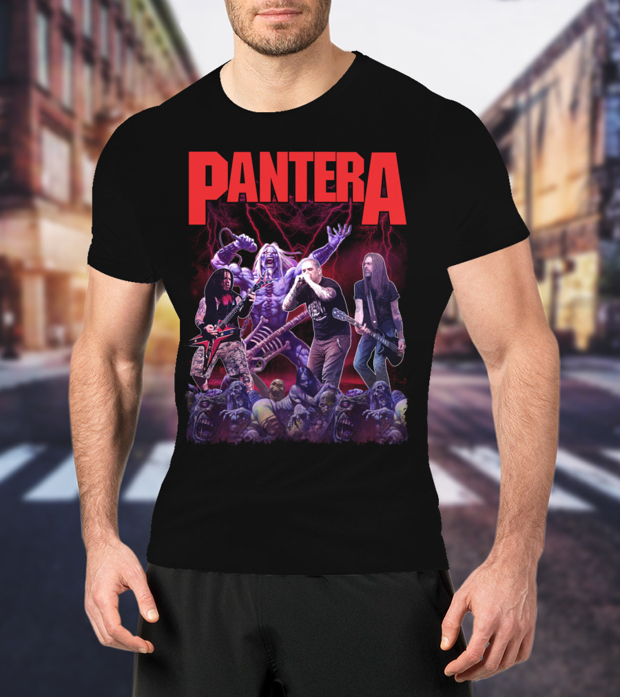 Pantera Live Electric Performance With Zombies And Purple Lightning T-Shirt