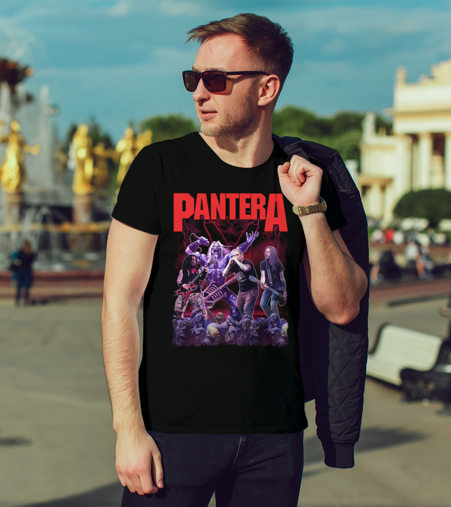 Pantera Live Electric Performance With Zombies And Purple Lightning T-Shirt