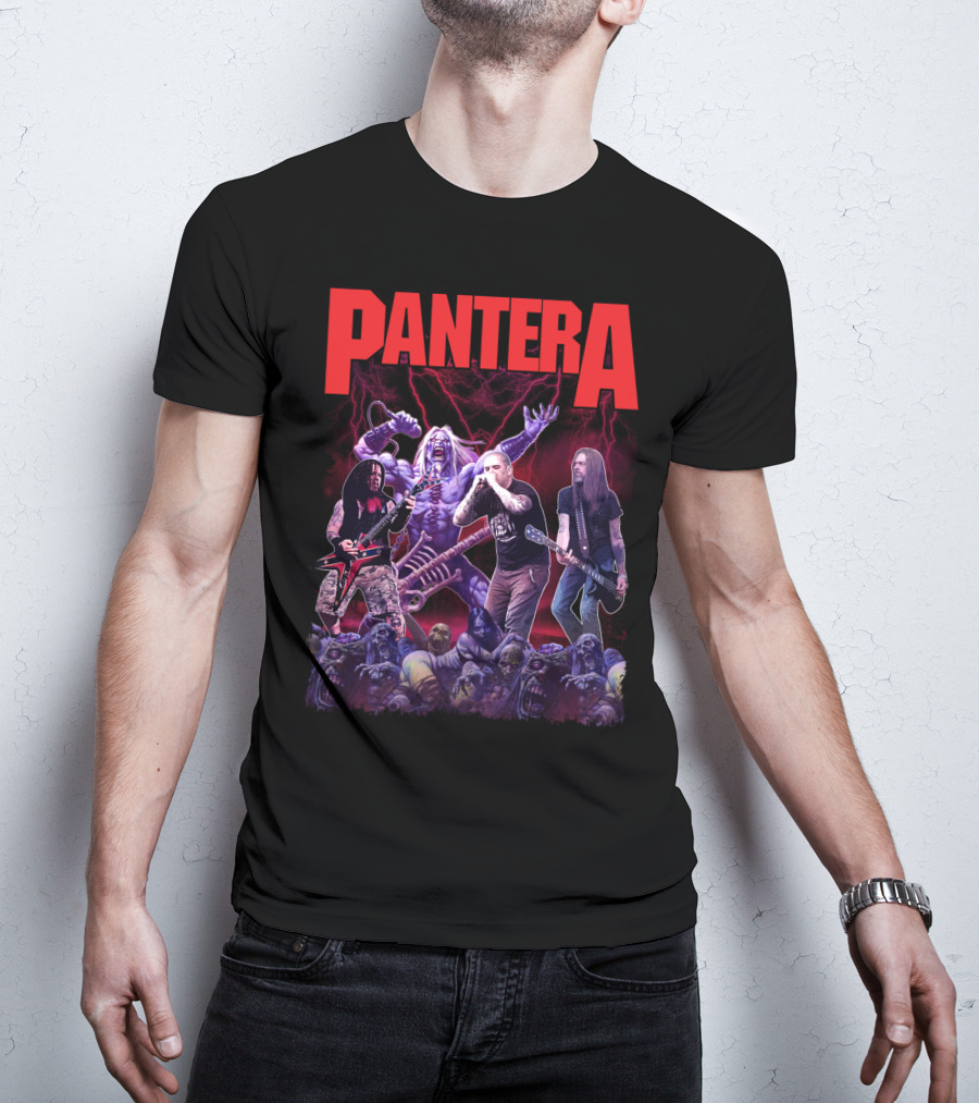 Pantera Live Electric Performance With Zombies And Purple Lightning T-Shirt