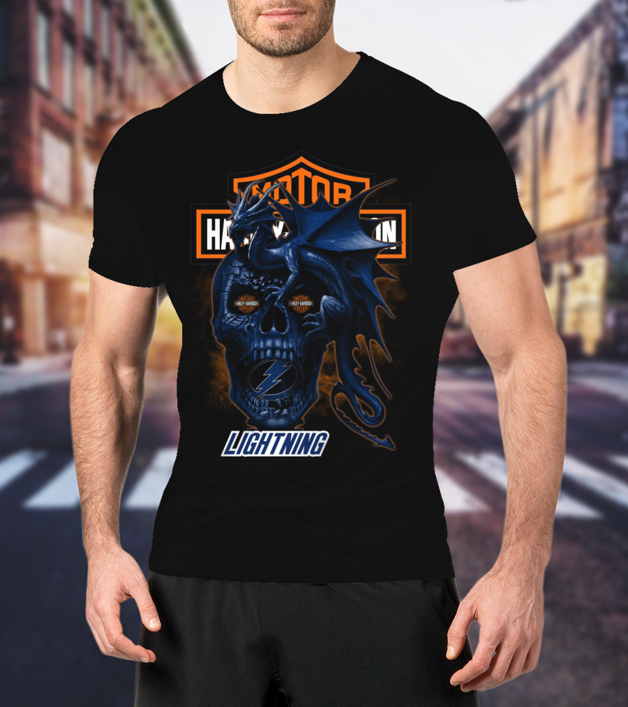 Motor Harley Davidson Lightning Skull Dragon Tampa Bay 111 T-Shirt