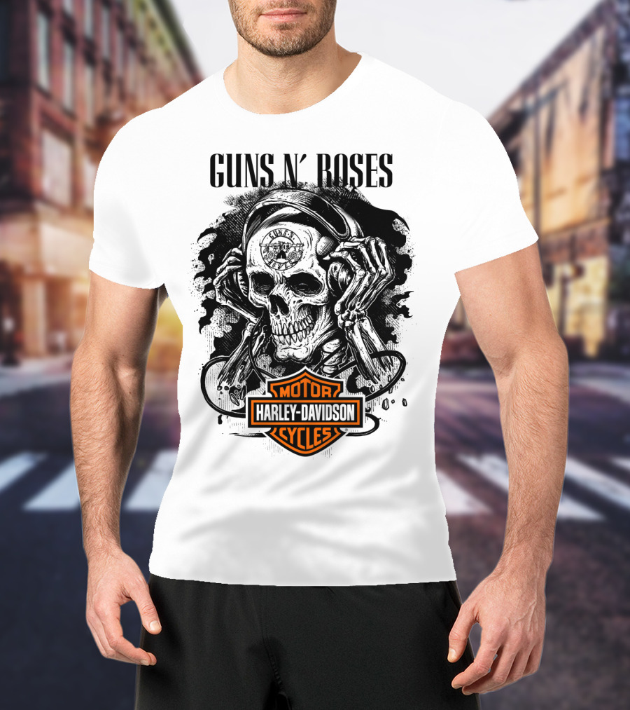 Guns N' Roses Harley Davidson Skull T-Shirt