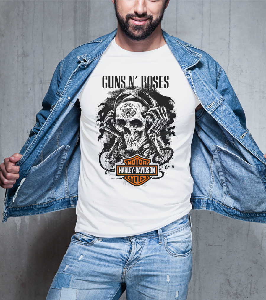 Guns N' Roses Harley Davidson Skull T-Shirt