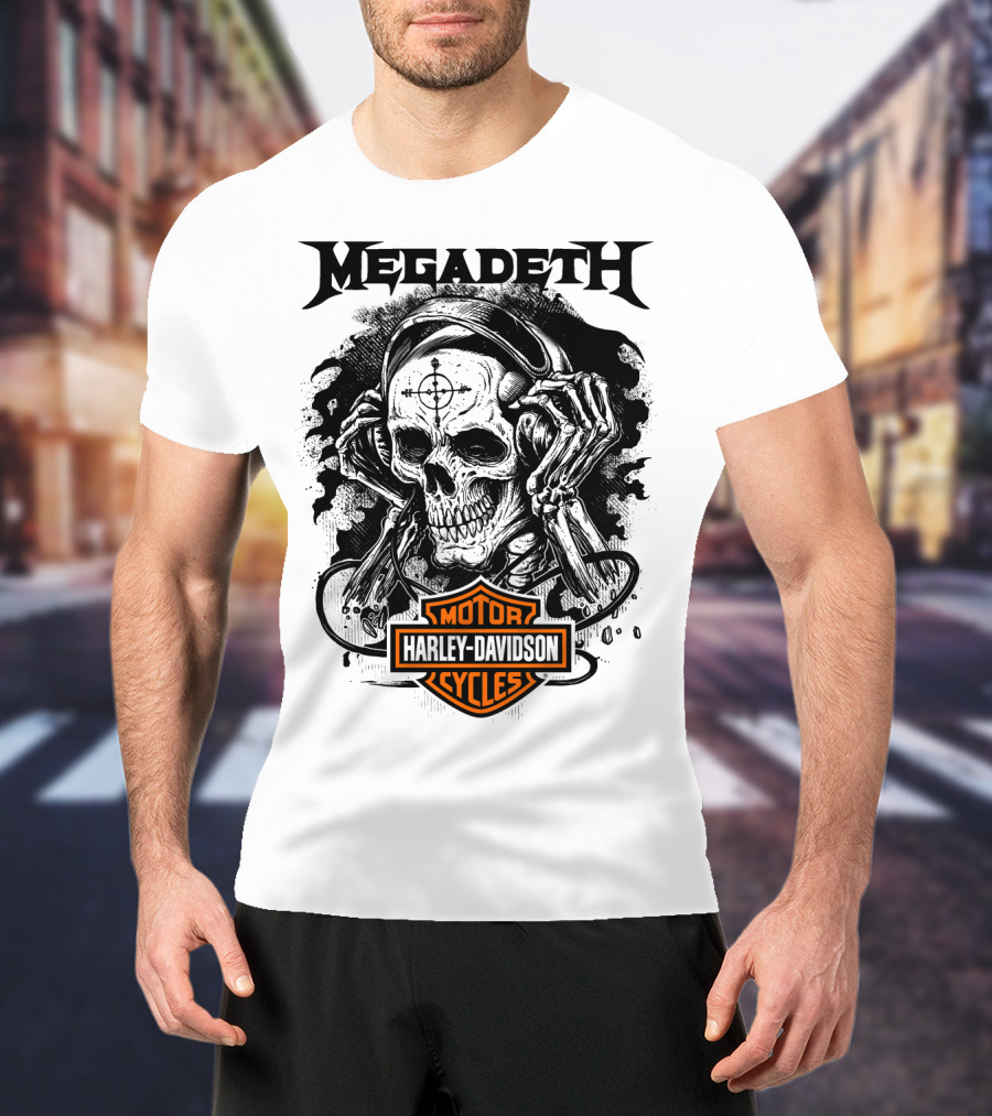 Megadeth Harley Davidson Skeleton Art T-Shirt