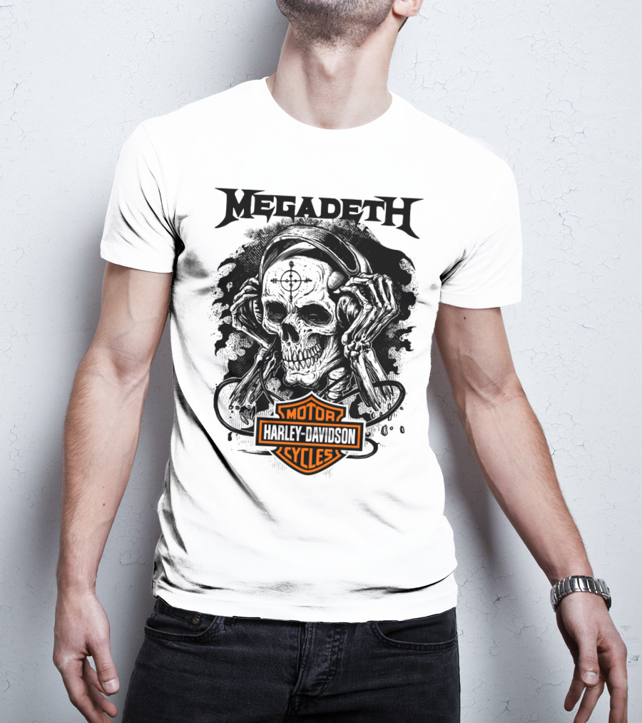 Megadeth Harley Davidson Skeleton Art T-Shirt