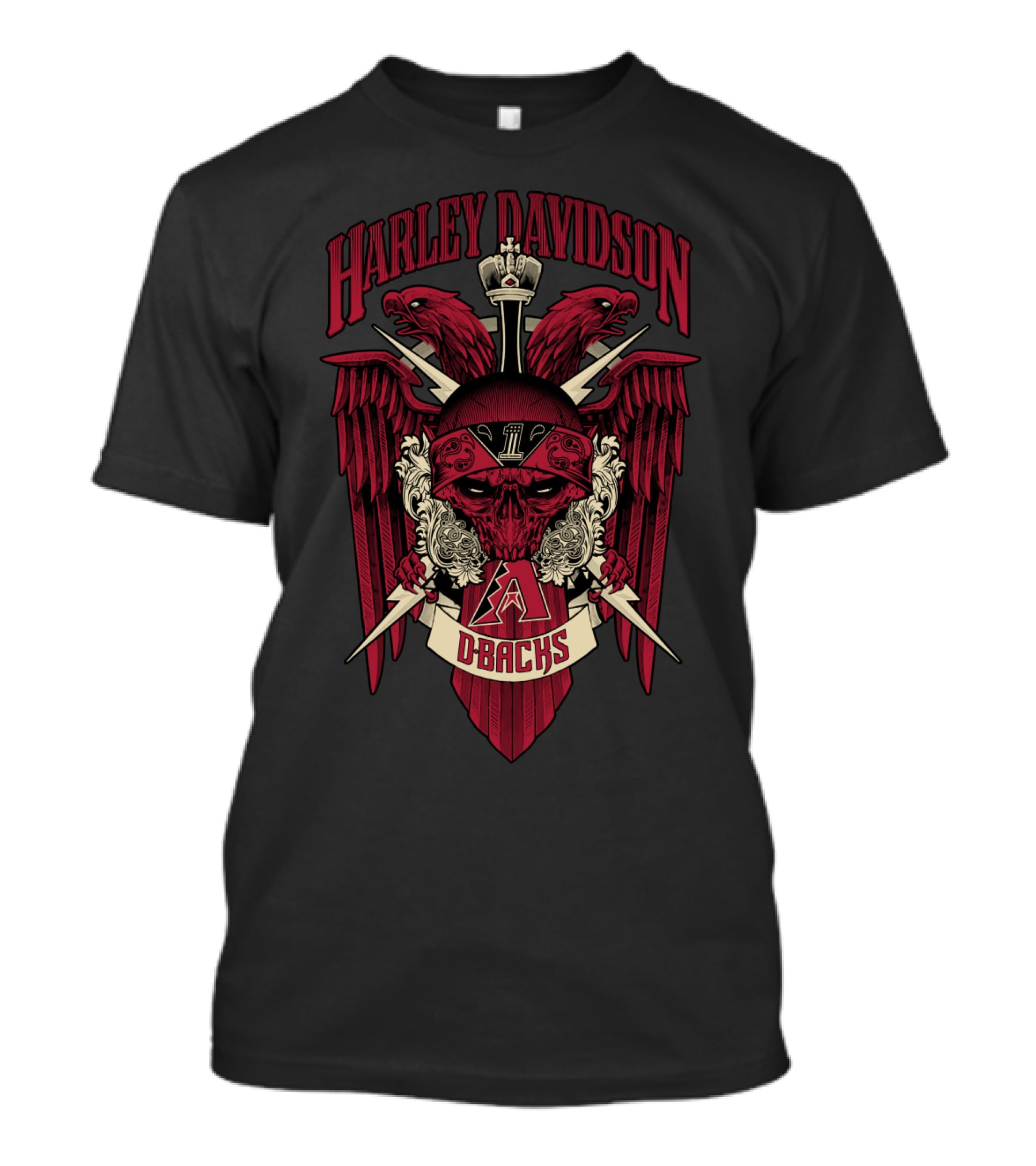 Harley Davidson D-Backs Arizona Diamondbacks Skull Eagles T-Shirt