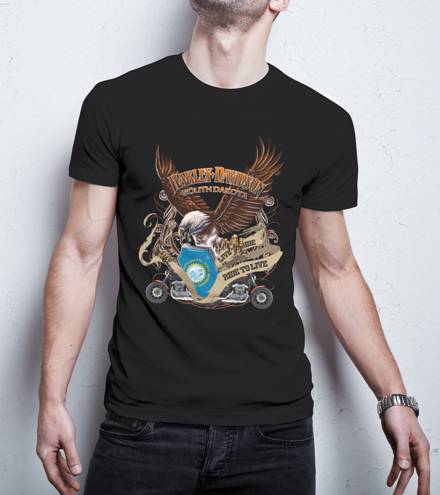 Harley Davidson South Dakota Live To Ride Ride To Live Eagle T-Shirt