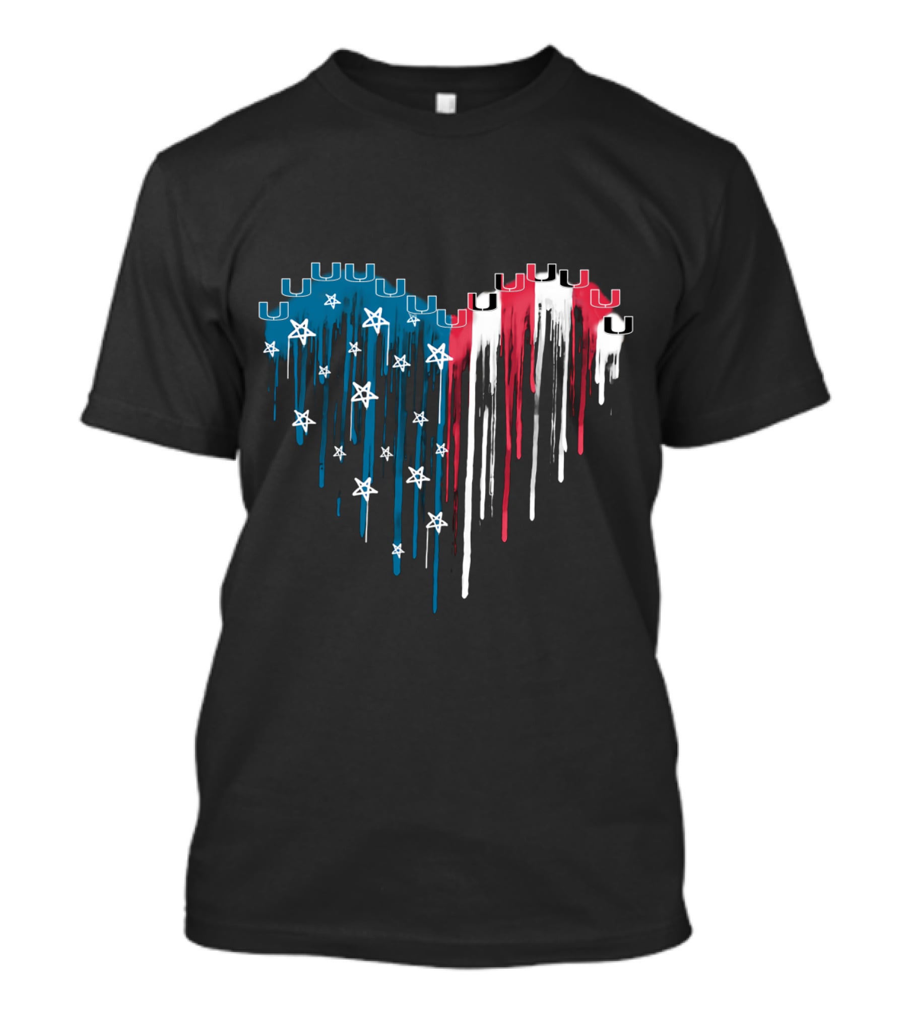 Miami Hurricanes Stars And Stripes Heart T-Shirt