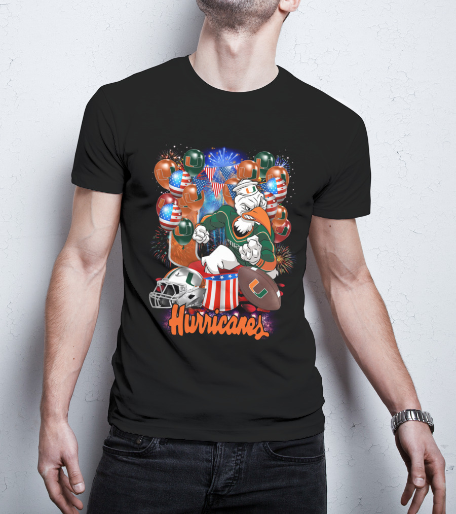Miami Hurricanes Football Fireworks And Patriotic Celebration T-Shirt