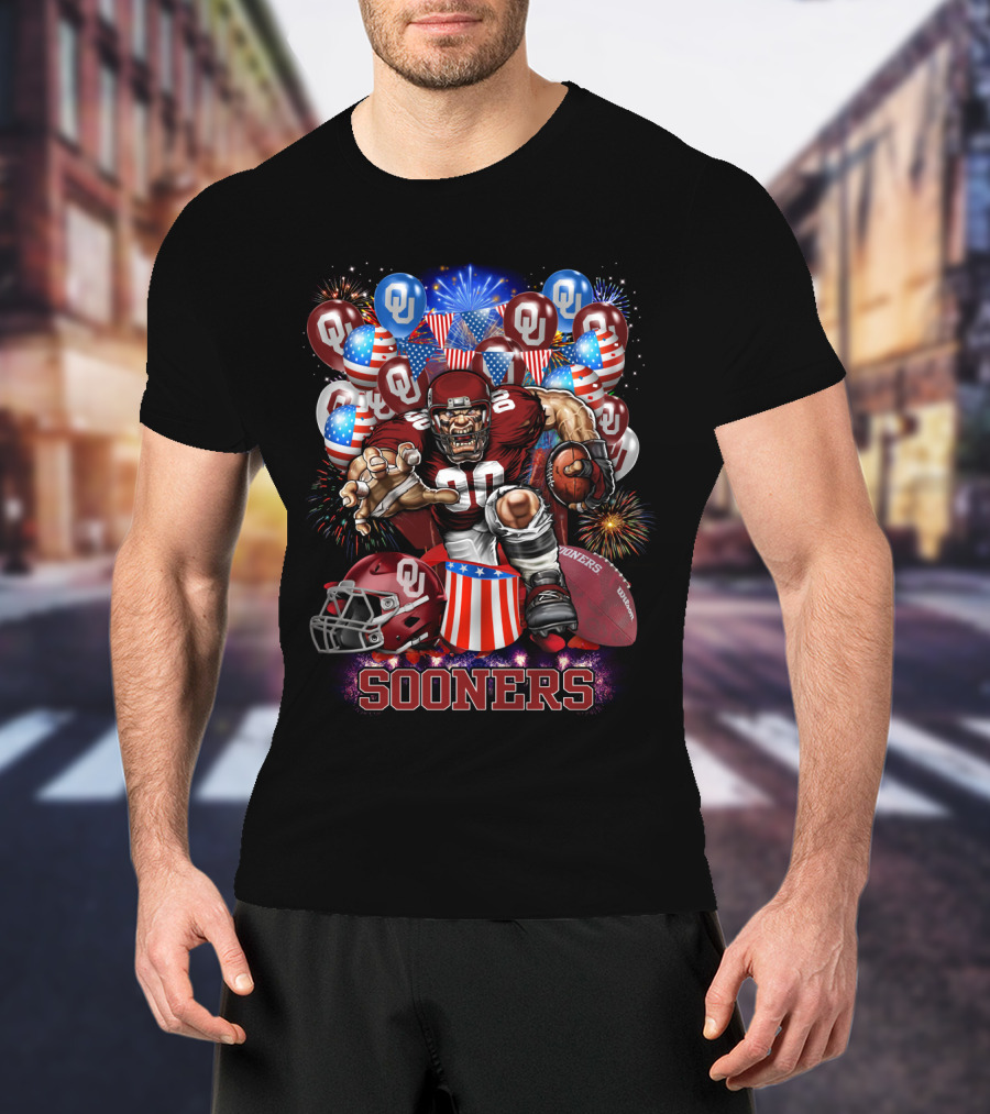Ncaa Oklahoma Sooners Football Celebration With Fireworks And Balloons T-Shirt