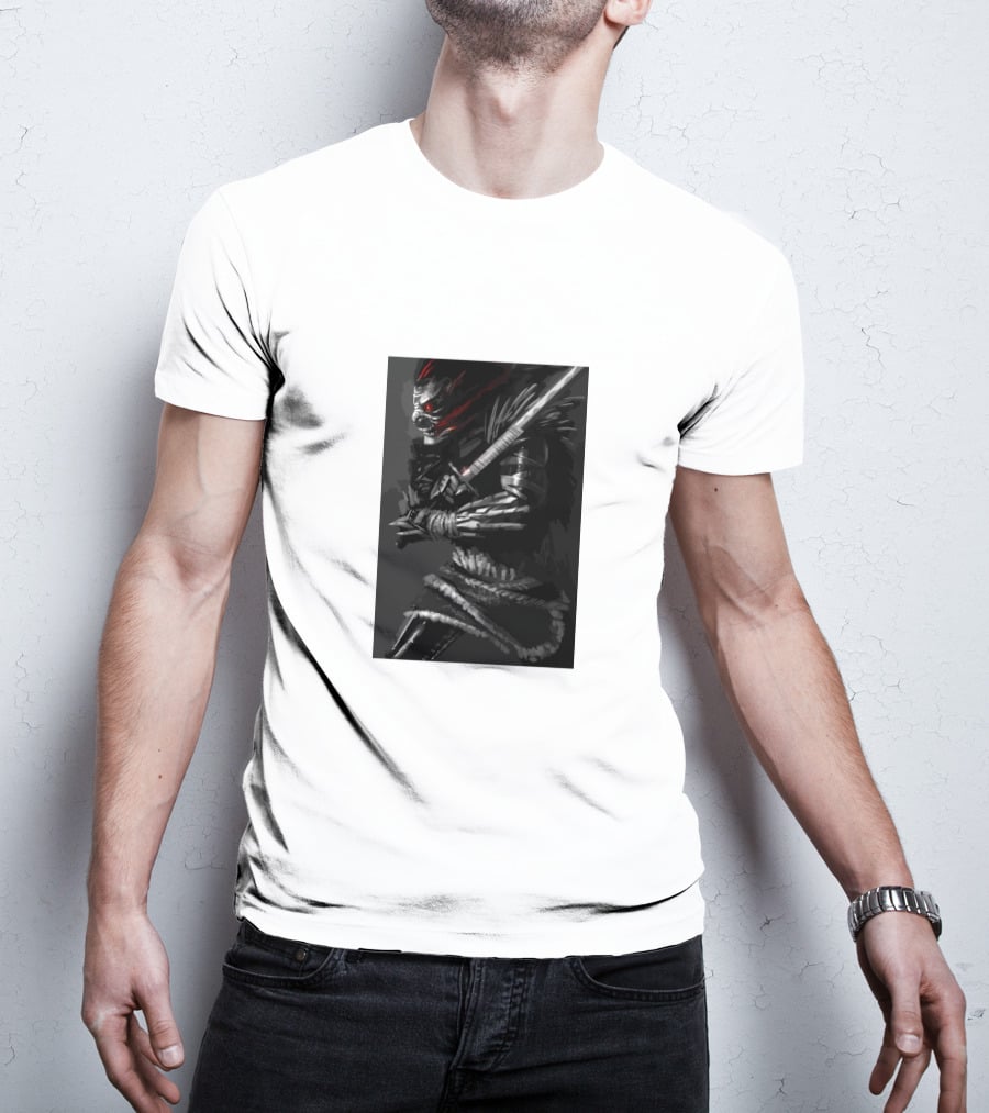 Dark Sword-Wielding Assassin Warrior T-Shirt