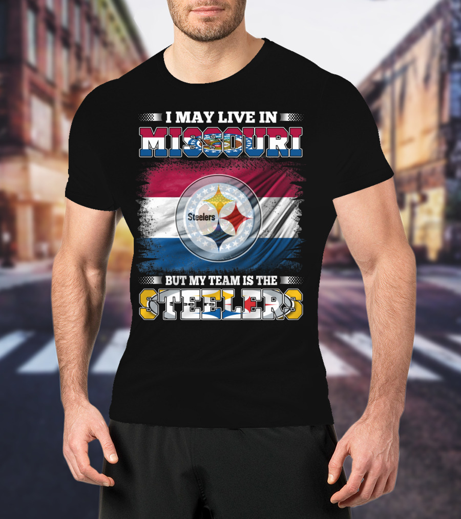 Steelers Fan Living In Missouri With Team Pride Background T-Shirt