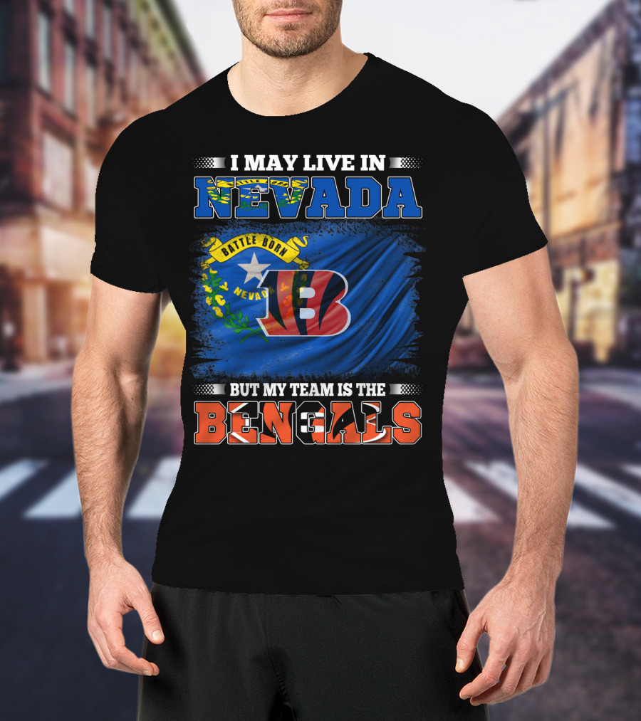 Nevada Pride With Bengals Team Allegiance And Flag T-Shirt