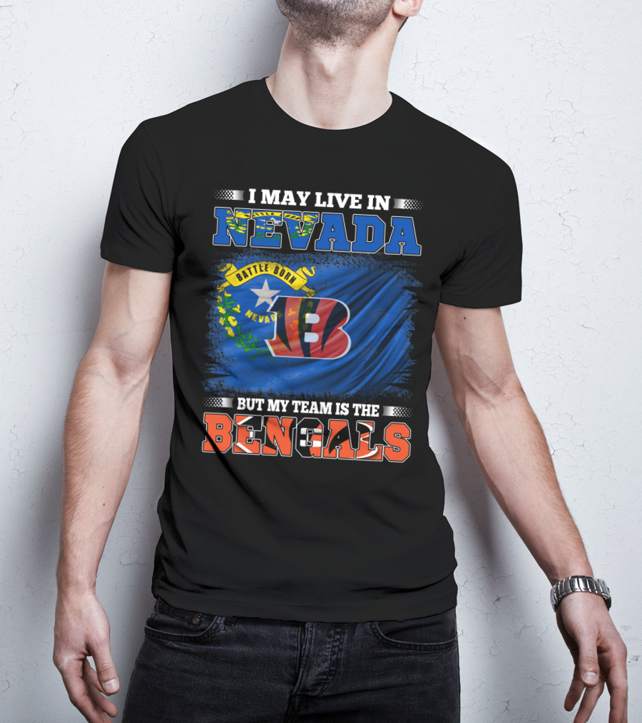 Nevada Pride With Bengals Team Allegiance And Flag T-Shirt