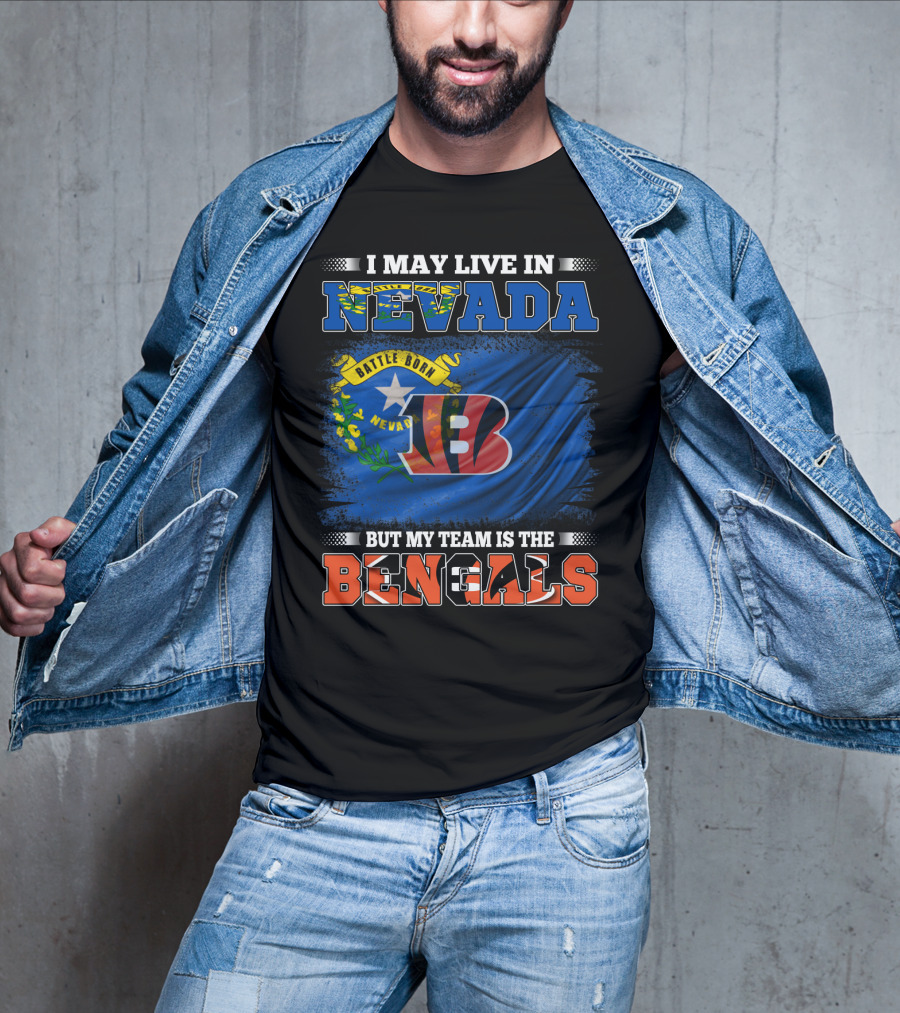 Nevada Pride With Bengals Team Allegiance And Flag T-Shirt