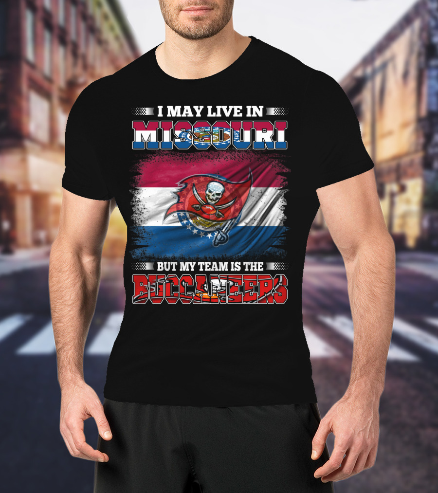Missouri Fan With Buccaneers Pride And Team Spirit Flag T-Shirt