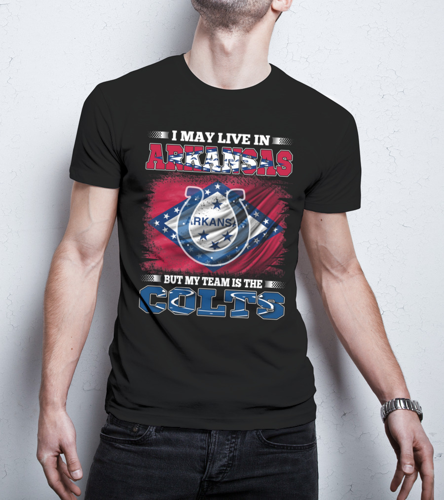 Arkansas State Flag Pride With Colts Team Allegiance T-Shirt