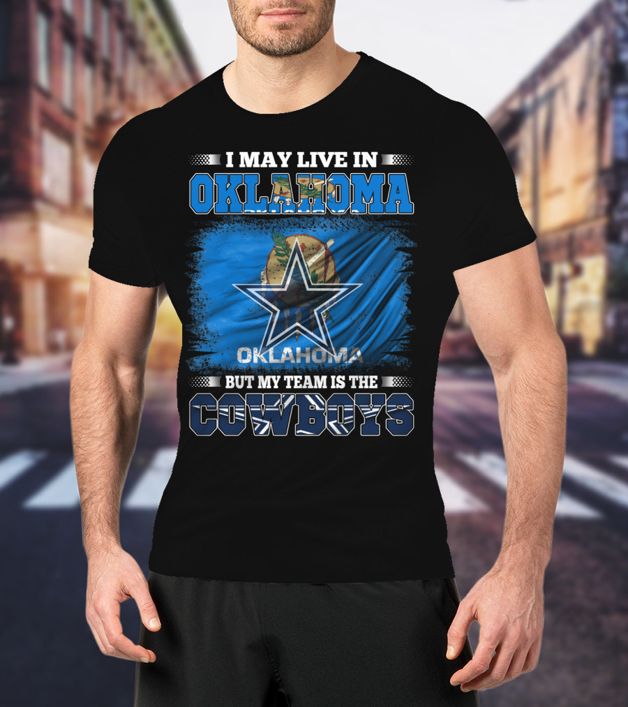 Live In Oklahoma My Team Cowboys Oklahoma Flag Star T-Shirt