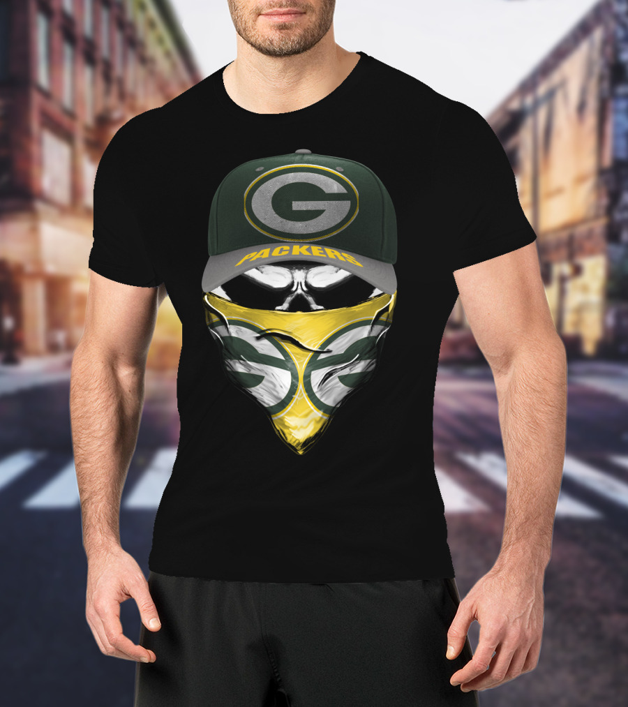 Green Bay Packers G Logo Face Mask And Hat T-Shirt