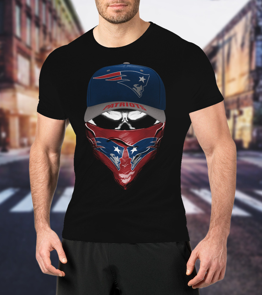 New England Patriots Hat And Bandana Skull Style T-Shirt