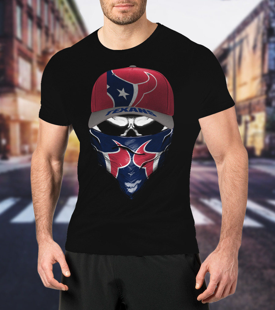 Houston Texans Mask Hat Logo Fan Gear T-Shirt