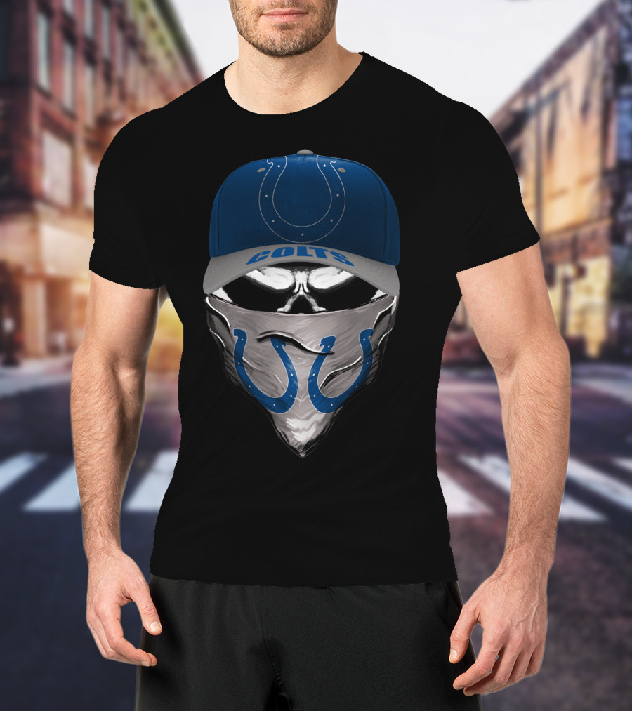 Indianapolis Colts Football Horseshoe Mask Hat T-Shirt