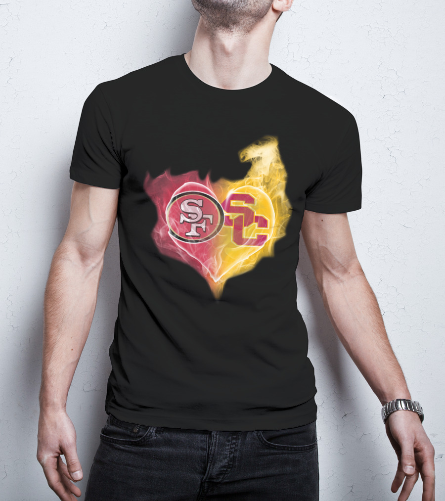 49ers SF USC Trojans Heart Emblem T-Shirt