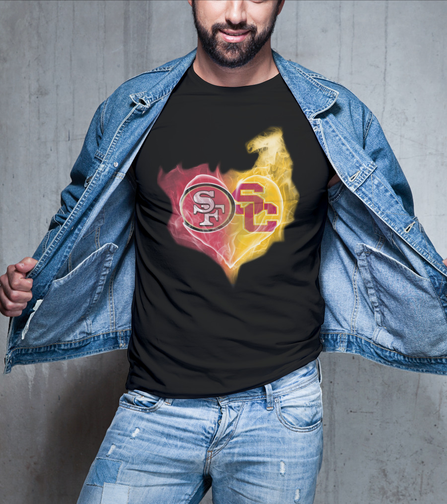 49ers SF USC Trojans Heart Emblem T-Shirt