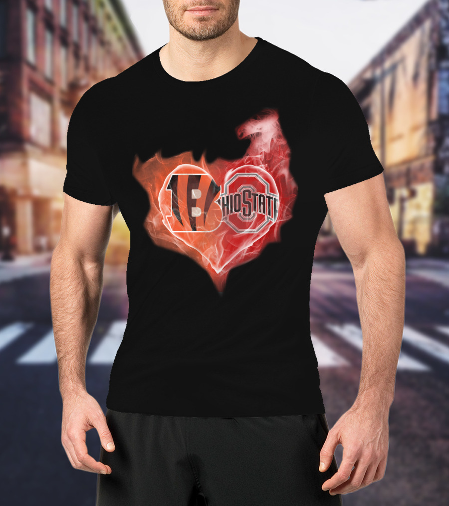 Bengals Ohio State Heart Fusion T-Shirt