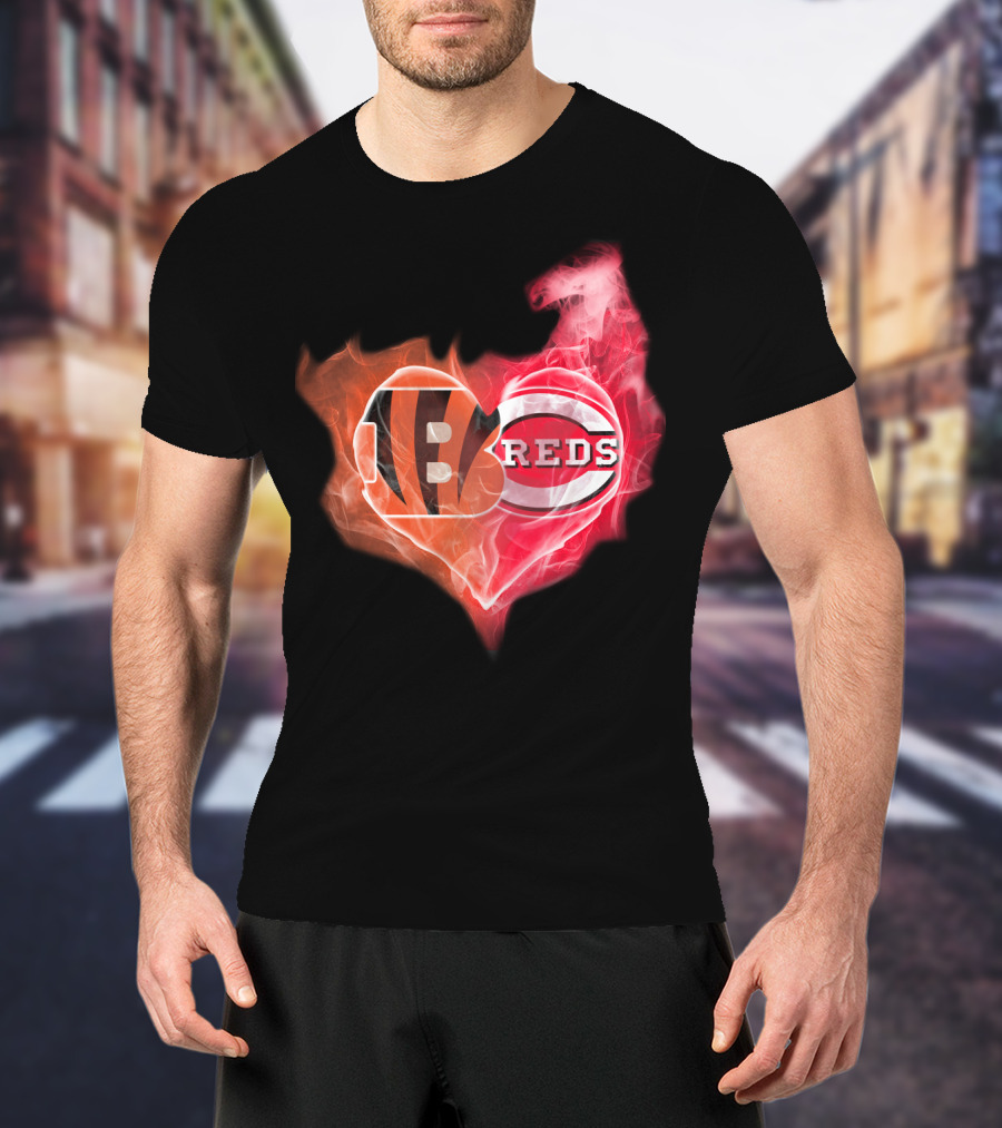 Bengals Reds Cincinnati Heart T-Shirt