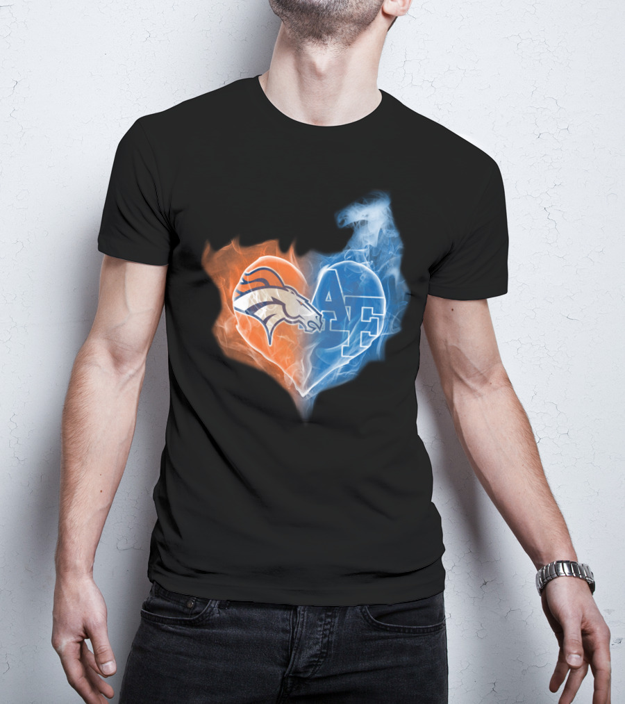 Broncos Air Force Falcons Heart T-Shirt