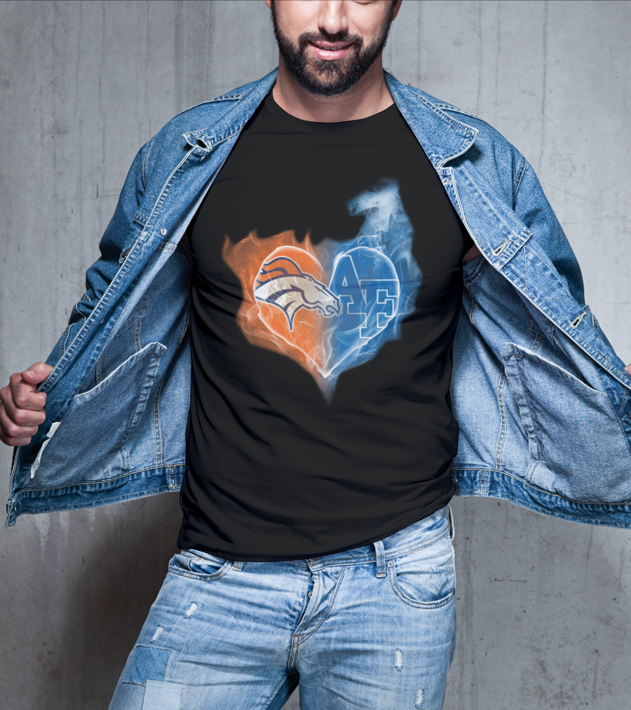 Broncos Air Force Falcons Heart T-Shirt