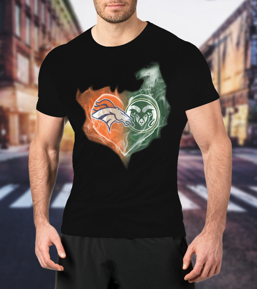 Broncos Rams Heart Shape Fusion T-Shirt