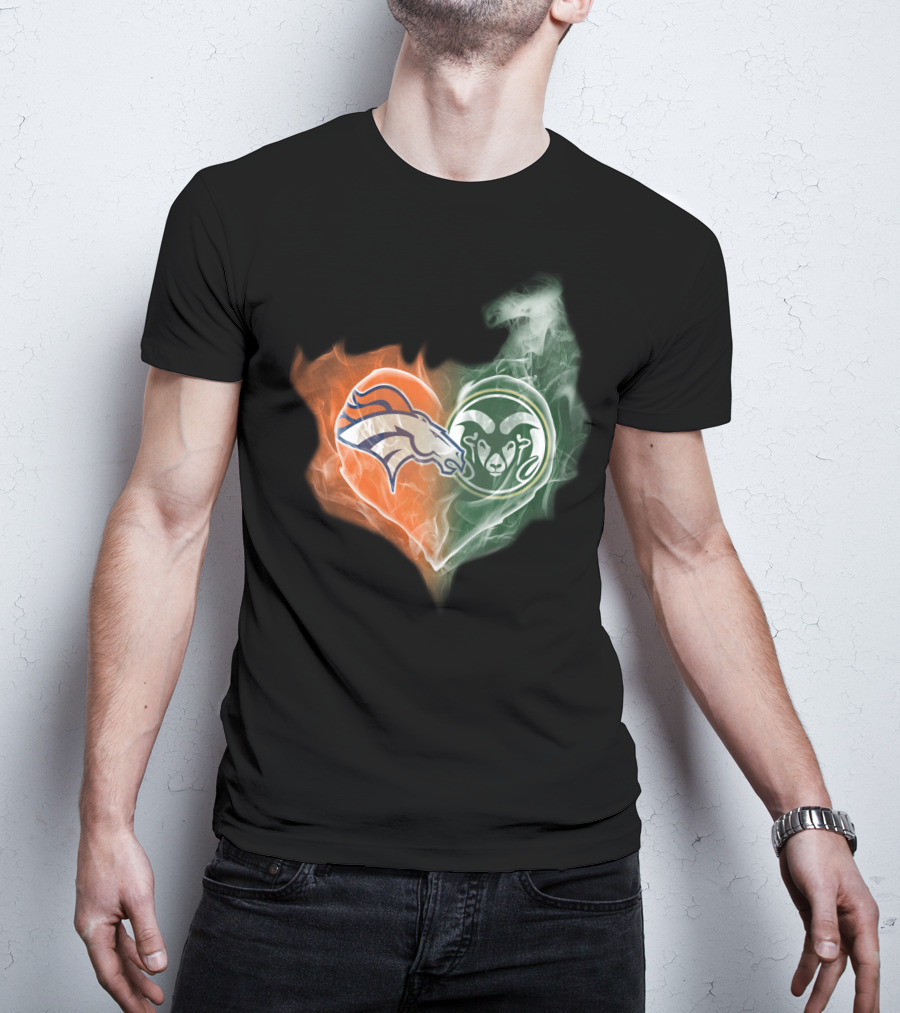 Broncos Rams Heart Shape Fusion T-Shirt