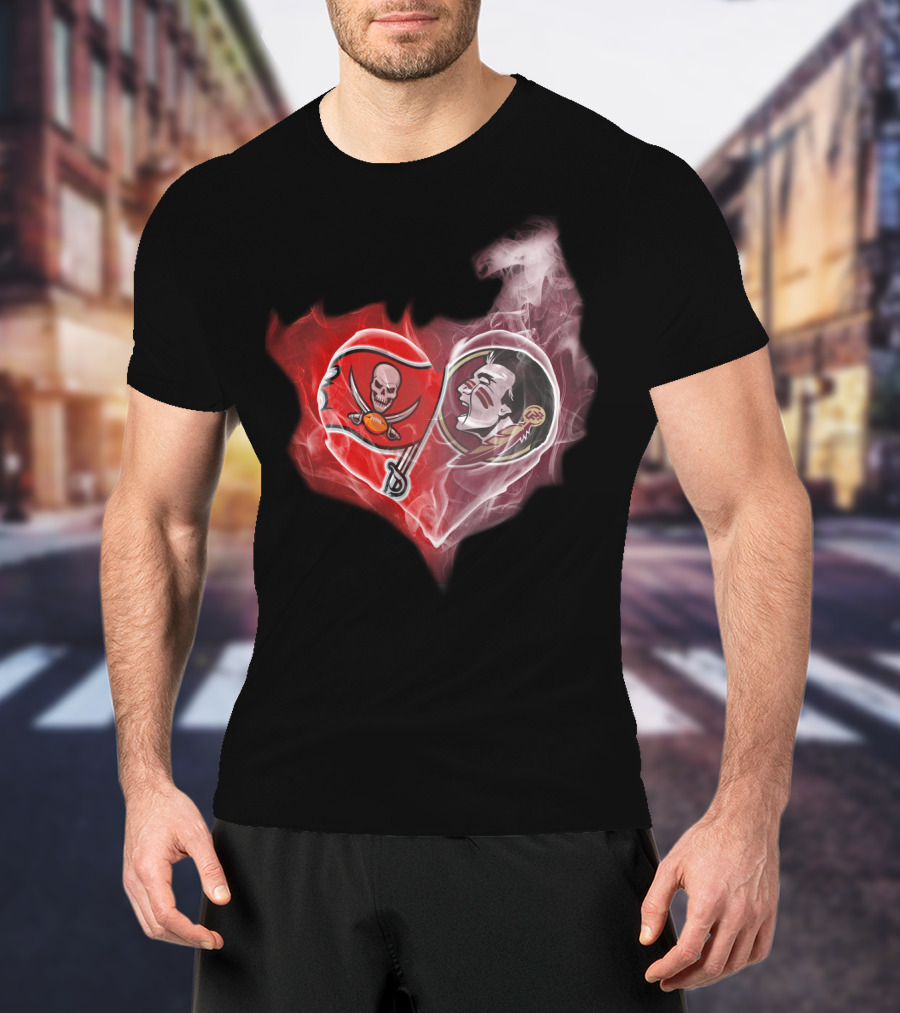 Buccaneers Florida State Seminoles Heart Smoky T-Shirt