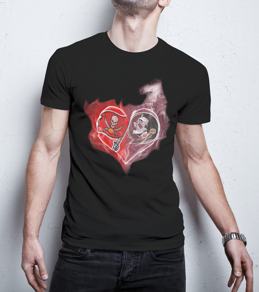 Buccaneers Florida State Seminoles Heart Smoky T-Shirt