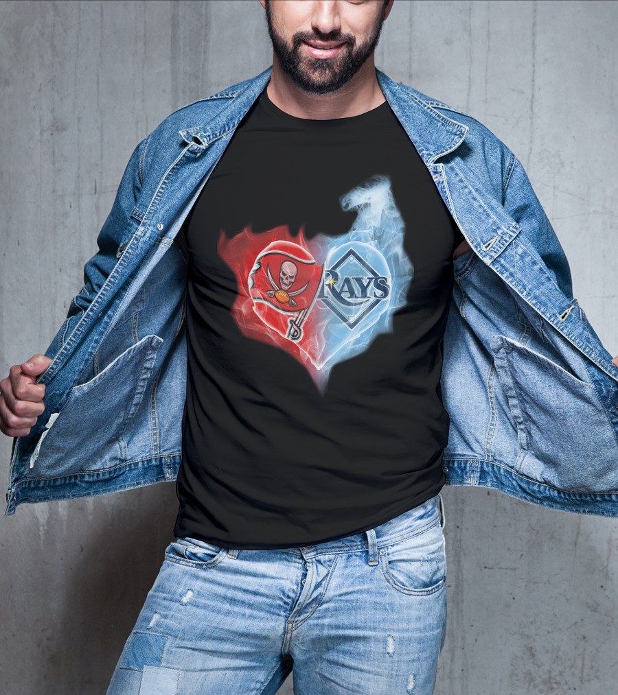 Tampa Bay Buccaneers Buccaneers Tampa Bay Rays Heart T-Shirt