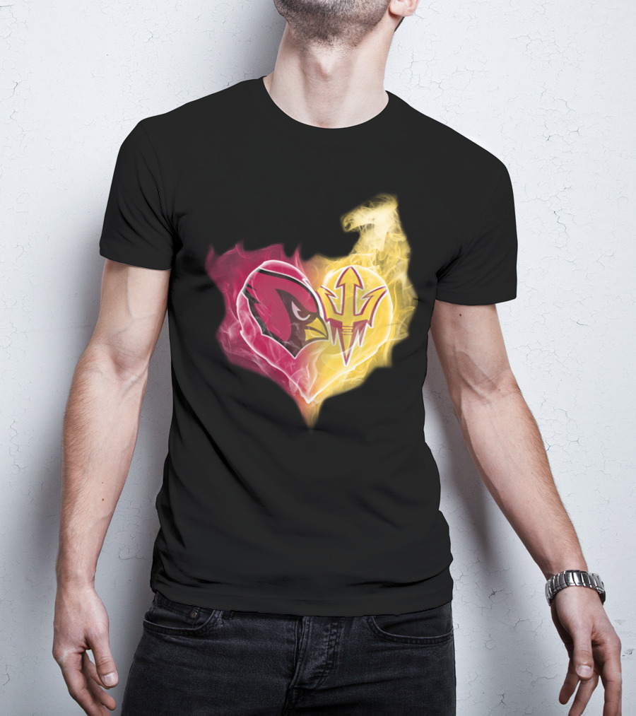 Cardinals Arizona State Sun Devils Heart T-Shirt