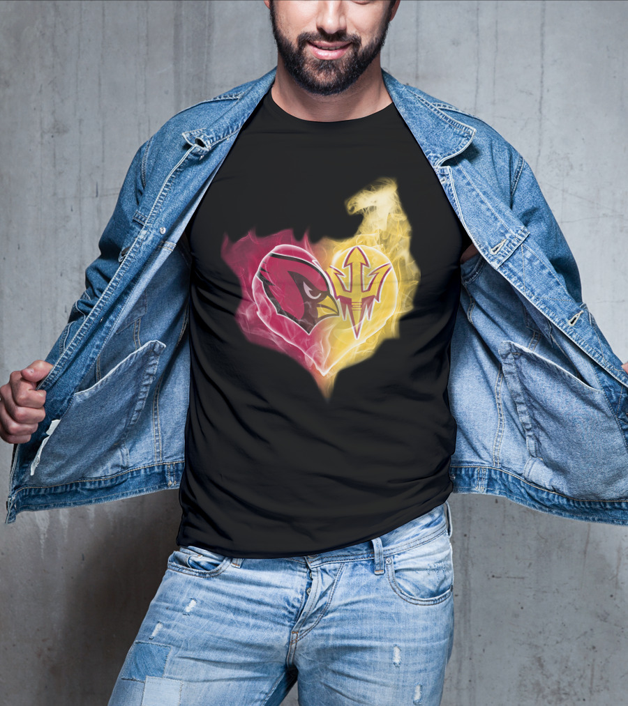 Cardinals Arizona State Sun Devils Heart T-Shirt