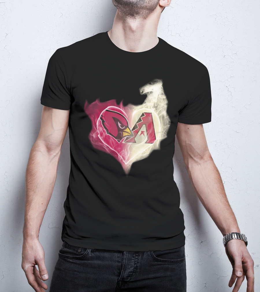 Cardinals Arizona Diamondbacks Heart Logo Fusion T-Shirt