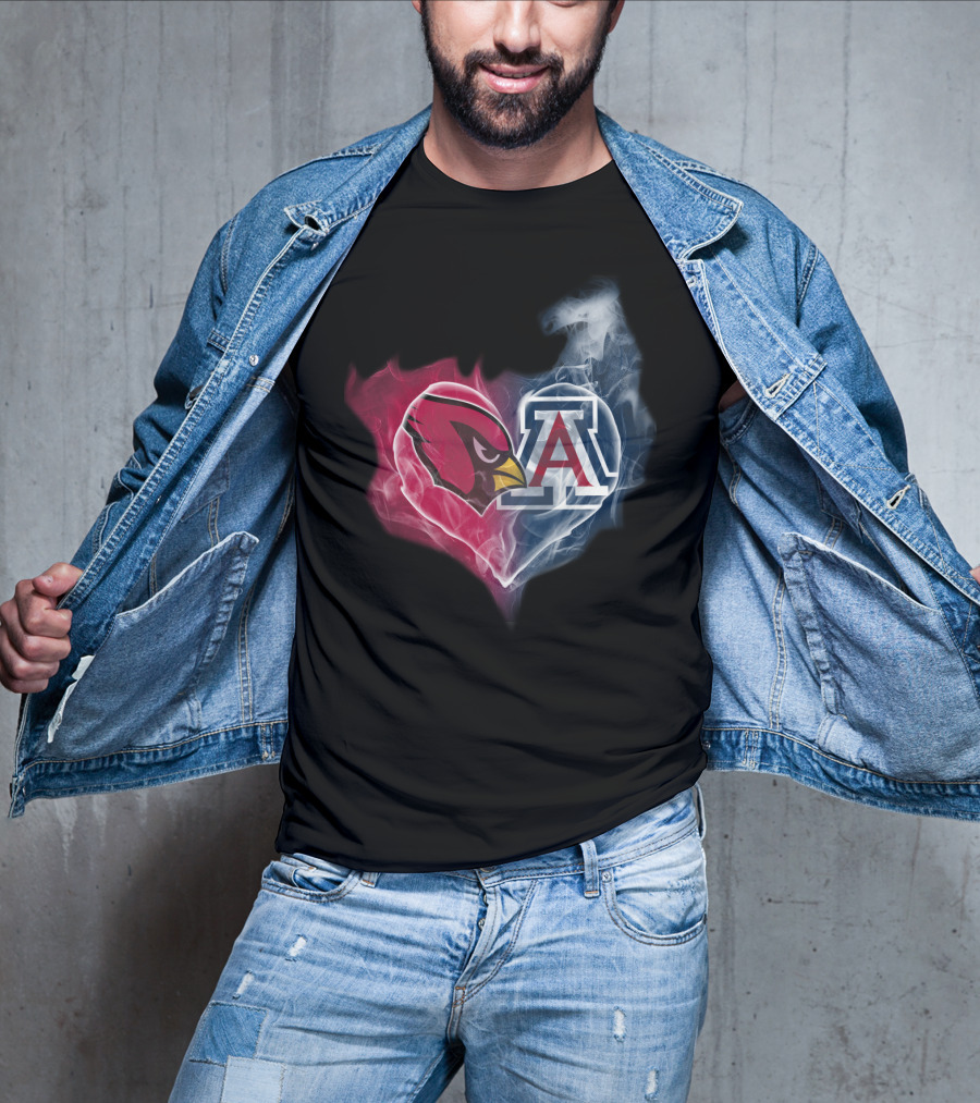 Cardinals Arizona Wildcats Heart Logo Smoke T-Shirt