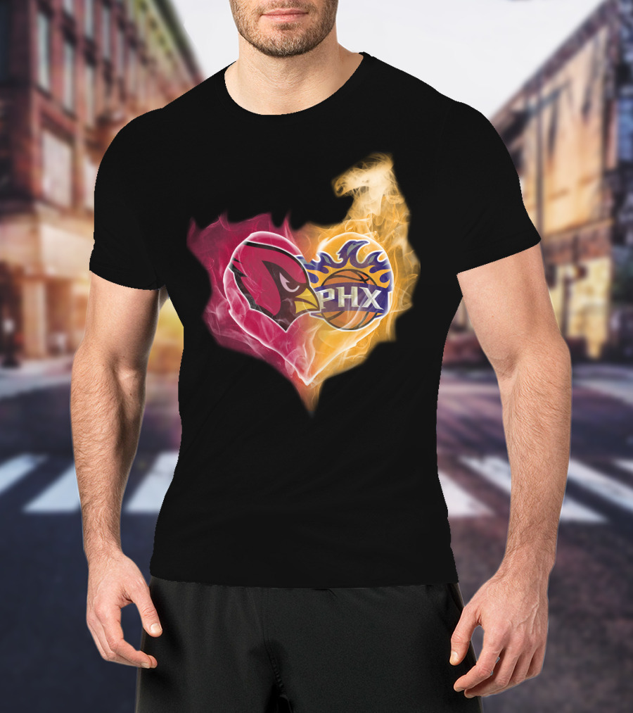 Cardinals PHX Suns Heart Blaze T-Shirt