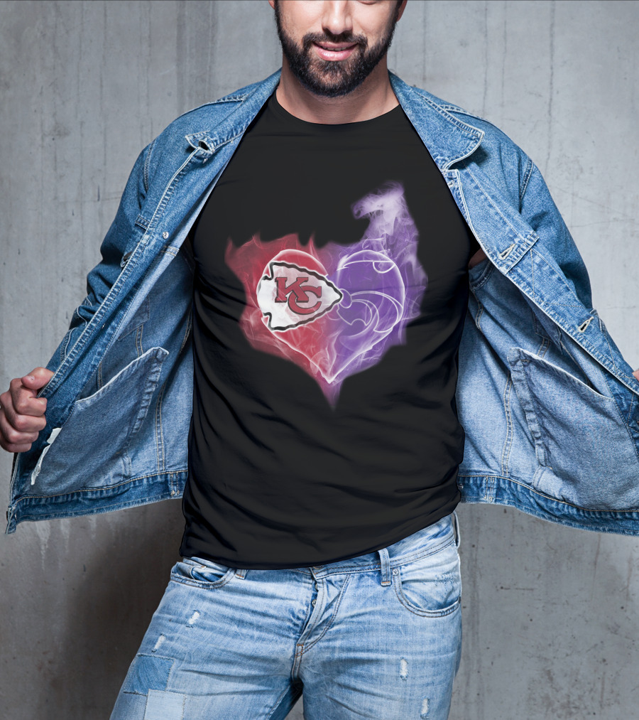 Kansas City Chiefs Kansas State Wildcats Heart T-Shirt