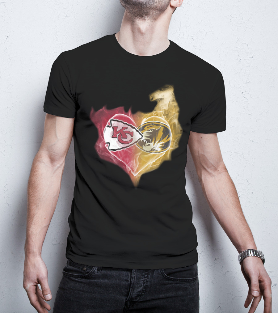 Chiefs Missouri Tigers Kc Smoke Heart T-Shirt
