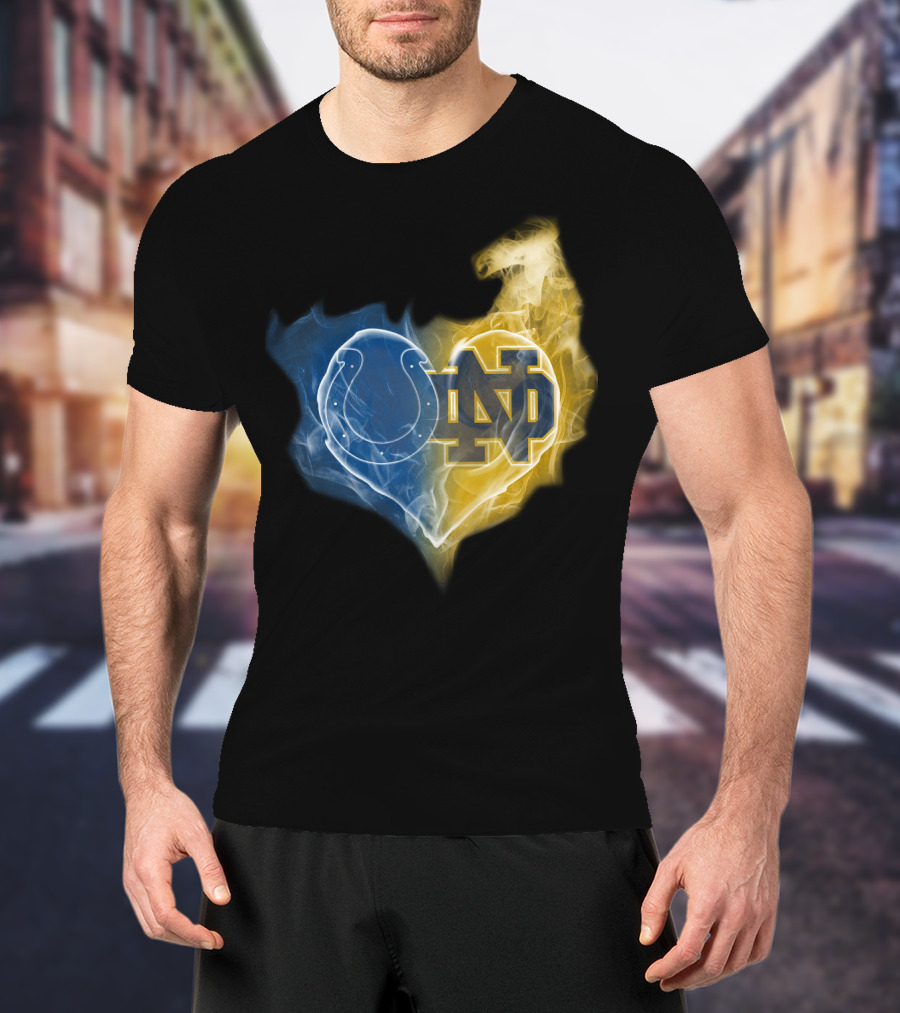 Colts Notre Dame Fighting Irish Flame Heart T-Shirt